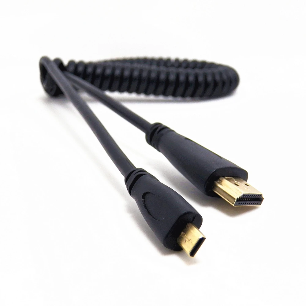 Doprava zadarmo kompatibilný s HDMI do Pravého Uhla Mini HDMI Jar Curl Flexibilný Kábel V1.4 DSLR 0,5 M/1,5 M 4