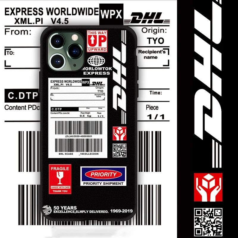 Horúce DHL Express 50. Výročie Edition Štítok puzdro pre iPhone 12 11 Pro X XS MAX 7 8 plus luxury 3D Peeling, mäkký silikónový kryt 0