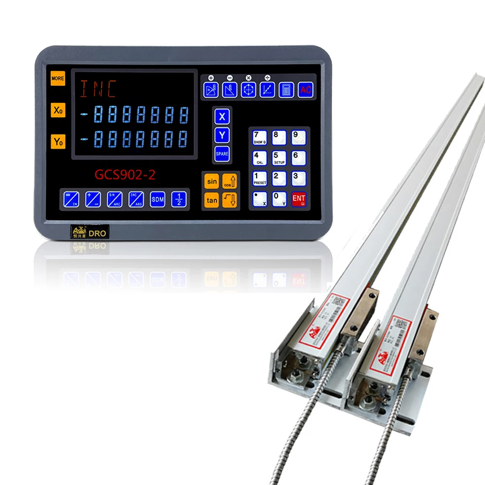 HXX Kompletný Set 2 Os LCD DRO Digitálnym Výstupom GCS903 s Dvoma Lineárne Váhy Displej Optické Sklo Pravítko Rozmery Pre Sústruh 0