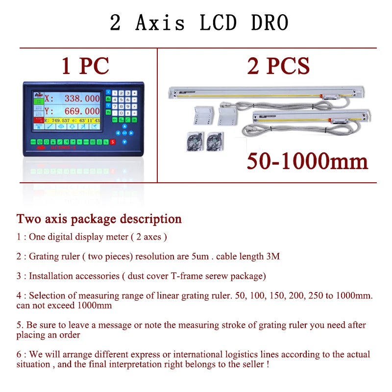 HXX Kompletný Set 2 Os LCD DRO Digitálnym Výstupom GCS903 s Dvoma Lineárne Váhy Displej Optické Sklo Pravítko Rozmery Pre Sústruh 3