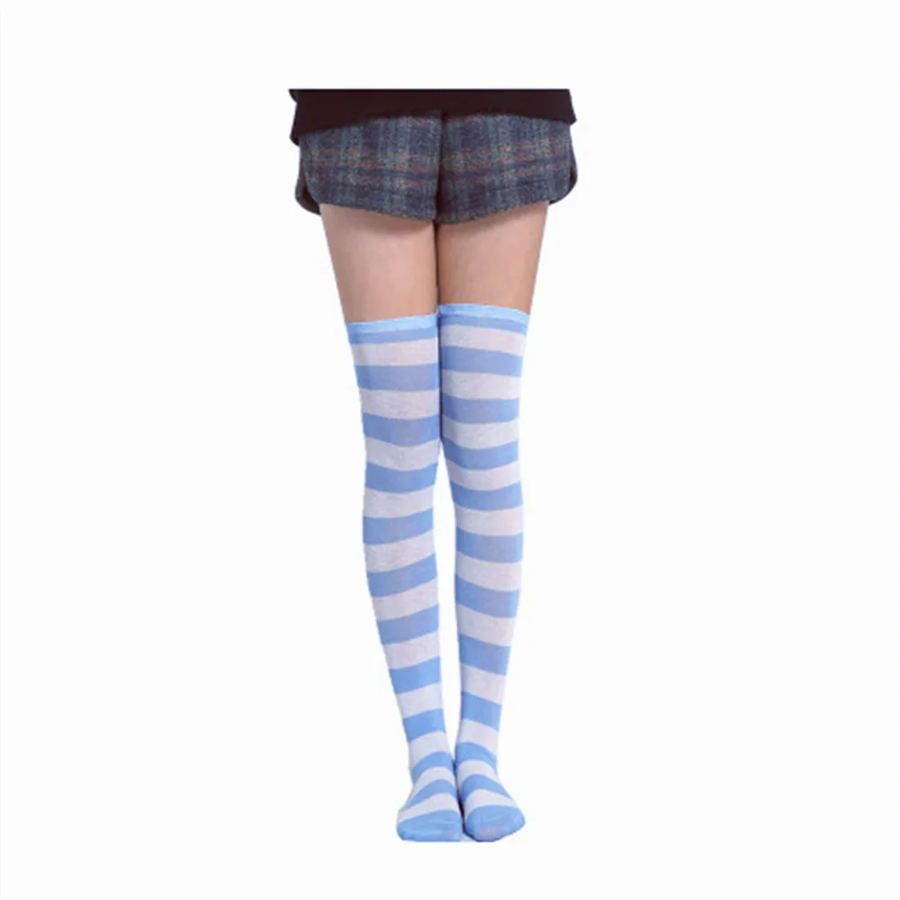Japonský štýl JK sladké a roztomilé nad kolená dievča ponožky ženy nad kolená dlhé vytlačené multicolor prekladané bavlnené ponožky 5