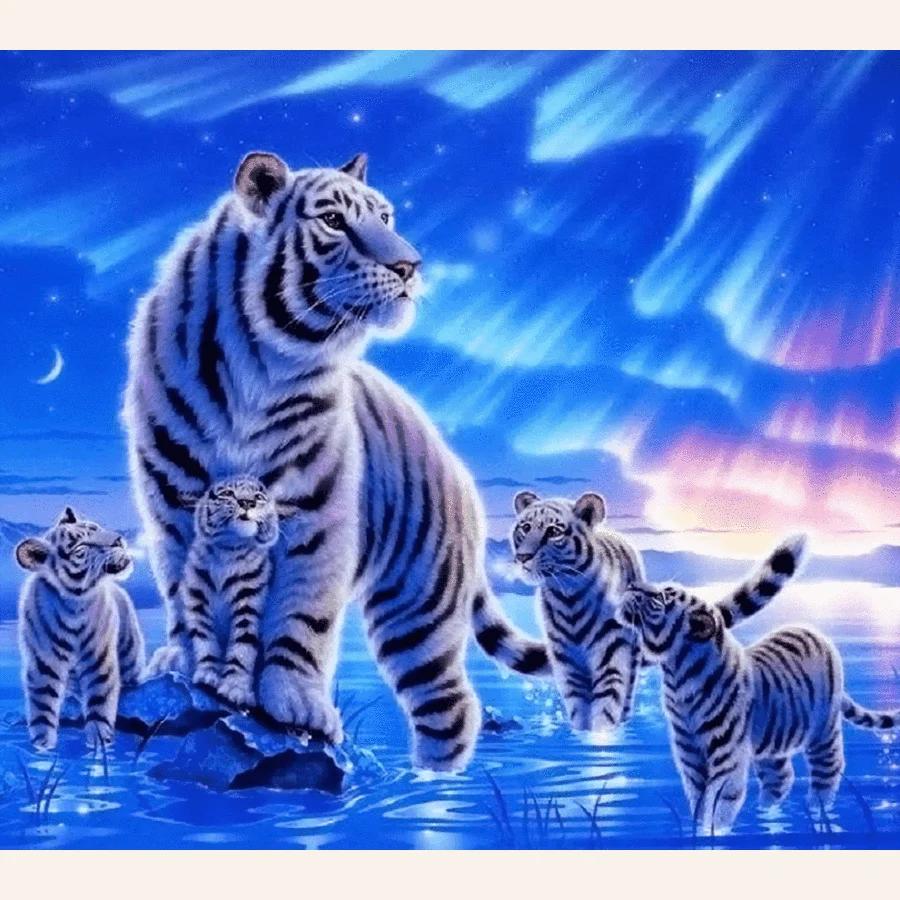 LaoJieYuan Tiger DIY 5D Diamond Maľby Plné Námestie Vŕtať Zvierat Diamond Výšivky Cross Stitch Kamienky Mozaiky Ručné 2