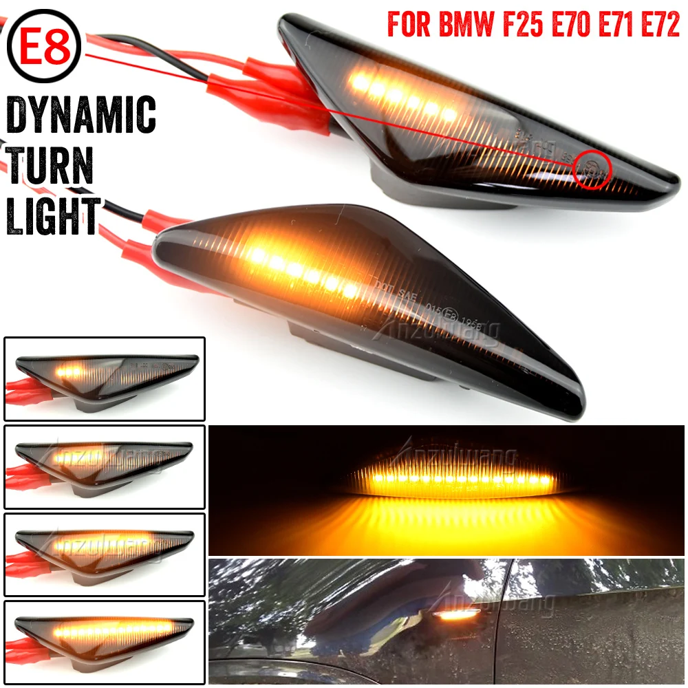 LED Dynamické Bočné Obrysové Zase Signál Blinker Tečúcej Vody Blinker Blikajúce Svetlo Pre BMW X3 F25 X5 X6 E70 E71, E72 2008- 1