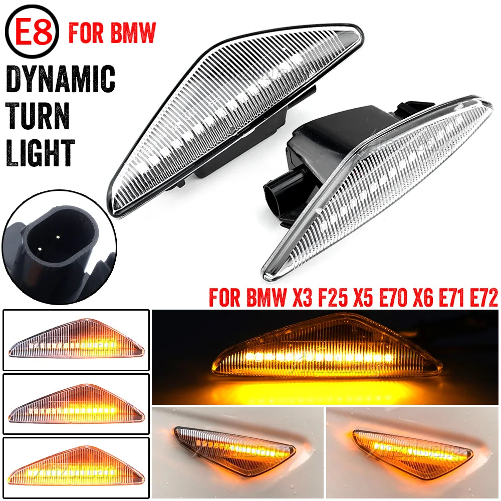 LED Dynamické Bočné Obrysové Zase Signál Blinker Tečúcej Vody Blinker Blikajúce Svetlo Pre BMW X3 F25 X5 X6 E70 E71, E72 2008- 4