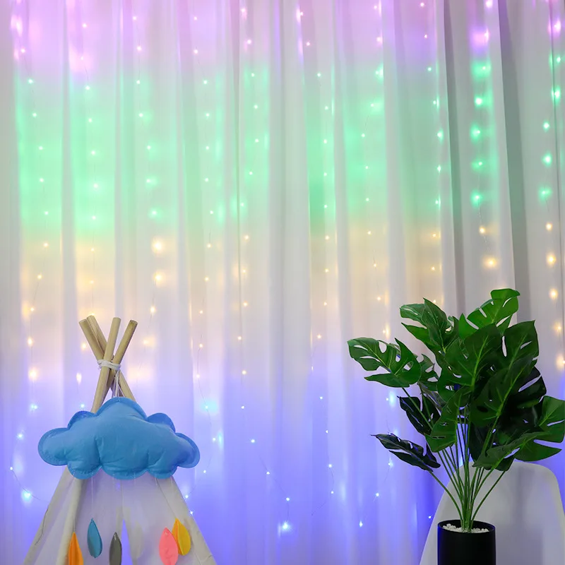 LED Záves Lampa Garland Rainbow Medi String Svetlo Diaľkové Ovládanie USB fairy Opony svetelné Girlandy Spálňa Christma Svetlo 3