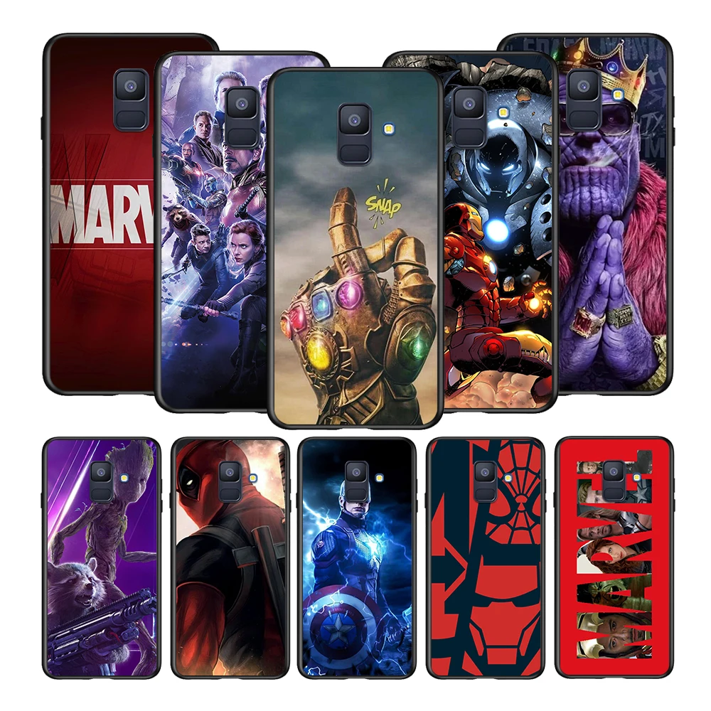 Marvel Avengers Mäkké TPU Pre Samsung Galaxy A8 A9 A7 A750 A6 A5 A3 A6S A8S Star Plus 2016 2017 2018 Black Telefón Prípade 0