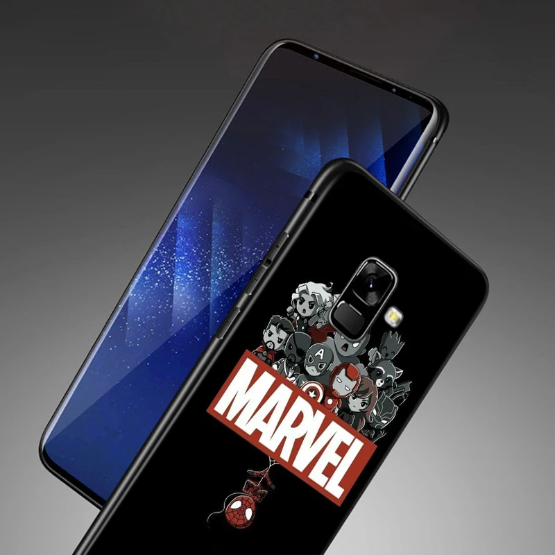 Marvel Avengers Mäkké TPU Pre Samsung Galaxy A8 A9 A7 A750 A6 A5 A3 A6S A8S Star Plus 2016 2017 2018 Black Telefón Prípade 1