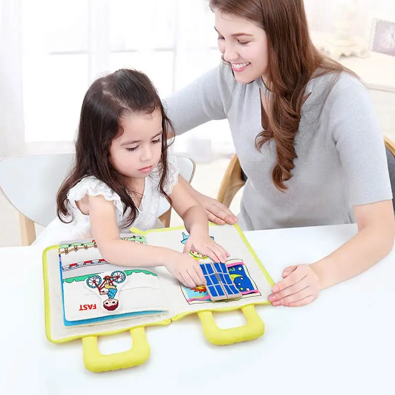 Montessori Hračky pre Deti 1 Rok Staré Dieťa Handričkou Knihy Vzdelávania Vzdelávanie 3D Pokojnej Textílie Činnosť Príbeh Knihy pre Batoľatá 2 Rokov 2