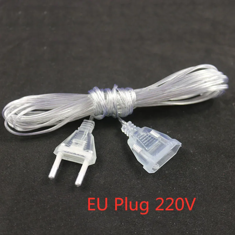 Nové 3m Pripojte zariadenie Extender Drôt Predlžovací Kábel EÚ/US Konektor Pre LED Reťazec Svetlo Vianočné Svadobné Party Domáce Dekorácie 5