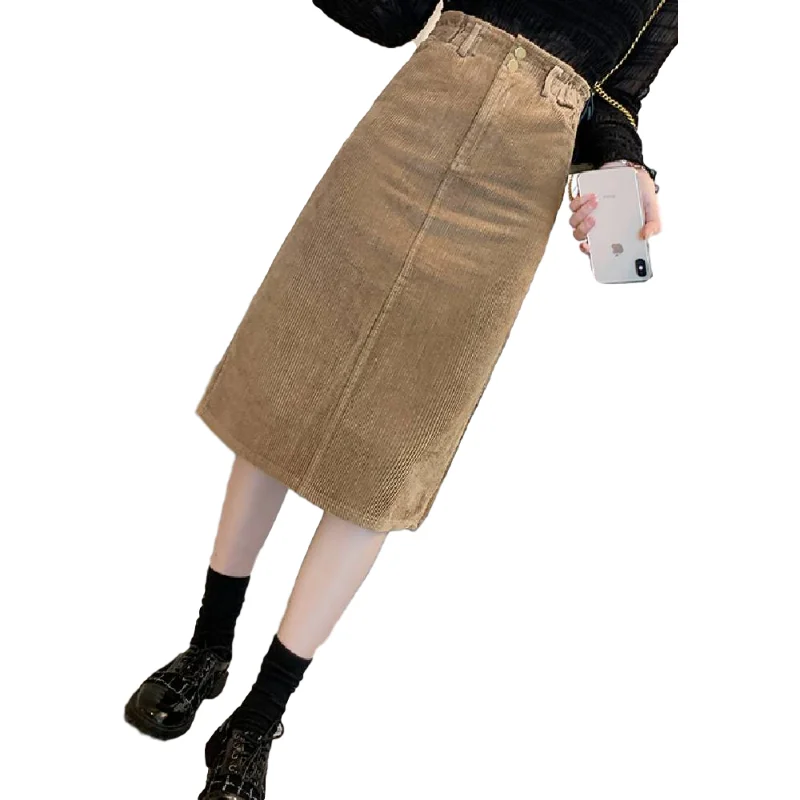 Nový Riadok Mi-dlhé Harajuku Jeseň Zima Ženy Sukne s Vysokým Pásom Pevné Žena kórejský Streetwear Elegantné Dlhé Sukne Nové 4