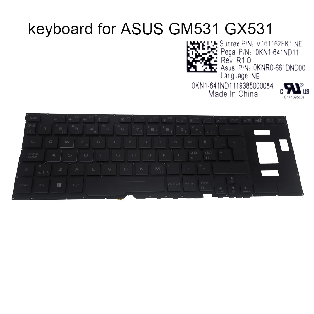 Nórsko nórsky Nordic podsvietenia klávesnice pre Asus GX531GV GX531GS GX531GM Zephyrus S GX531 0KN1-641ND11 notebook PC klávesnice 2