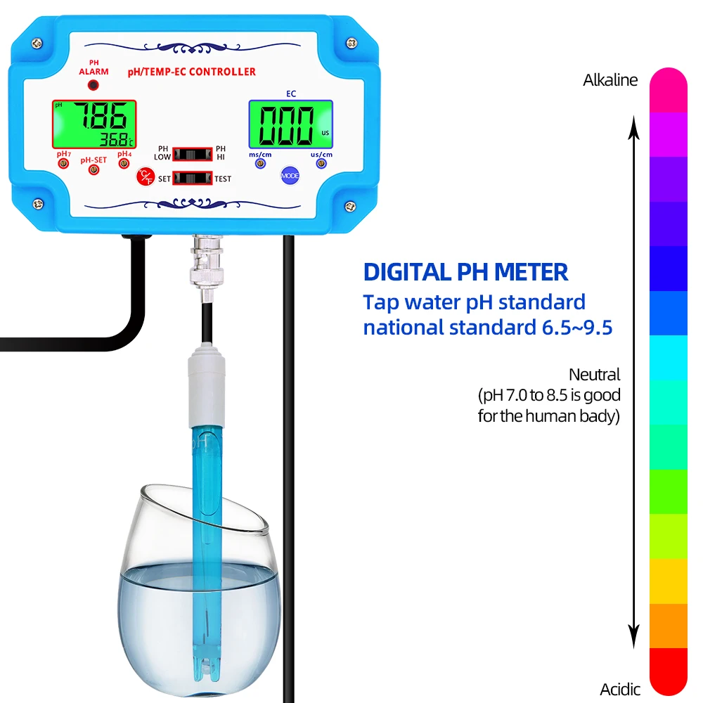 PH-2823 PH Meter Tester 3 v 1 PH/TEMP/ES Online Multi-Parameter Testovanie Kvality Vody Detektor Vodivosť Monitor Bazén 30% OFF 3