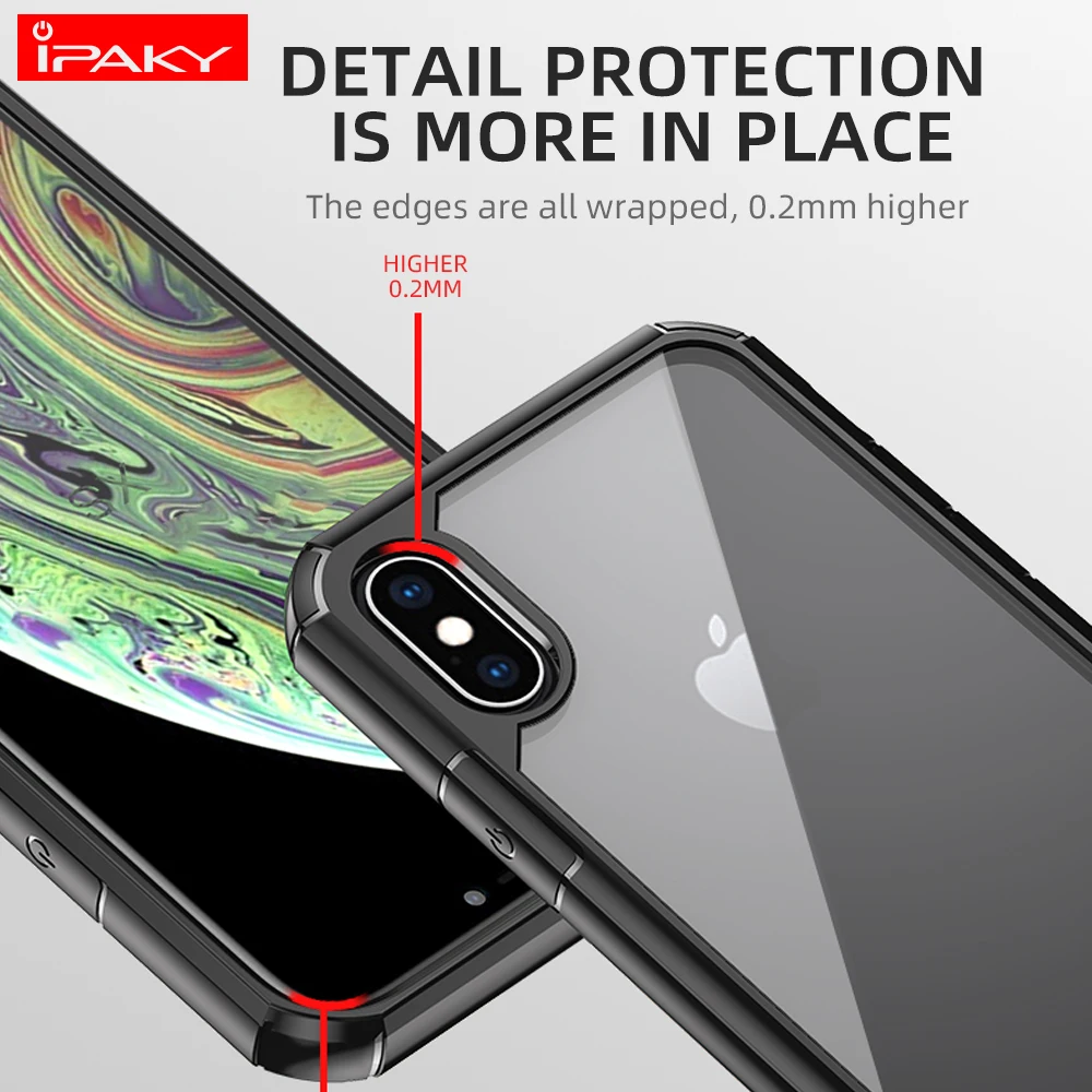Pre iPhone XR Prípade iPaky pre iPhone X Xs Silikónové Akrylátové Hybrid Shockproof Transparentné puzdro pre iPhone Xs Max Prípade 0