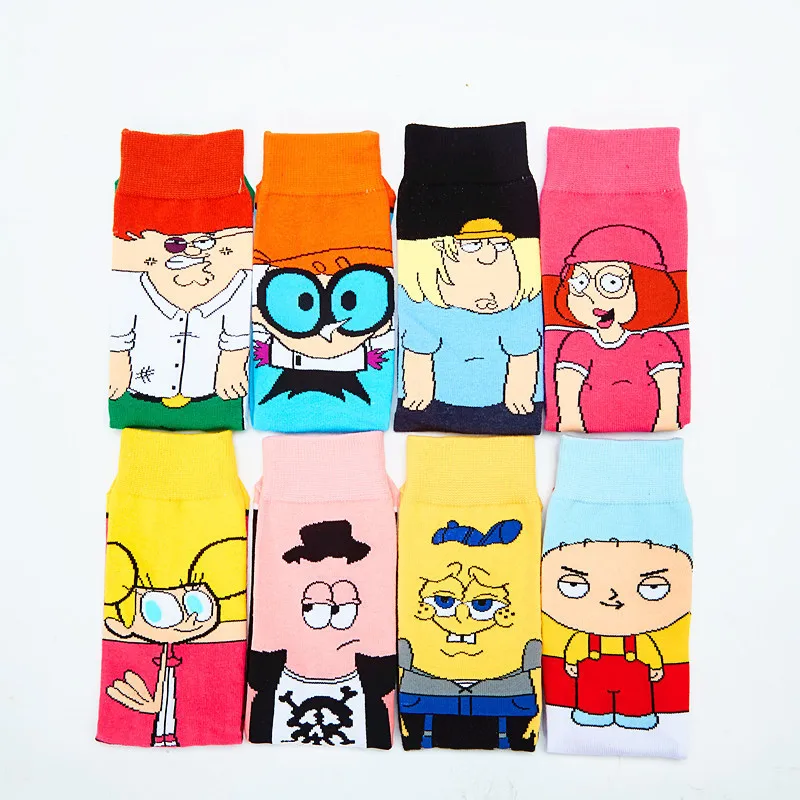 Radi Anime Tlač Ponožky Harajuku Štýl Móda Vtipné Novinky, Cartoon meia Ponožky Happy Farebné Bavlnené Ponožky Pohodlné 2
