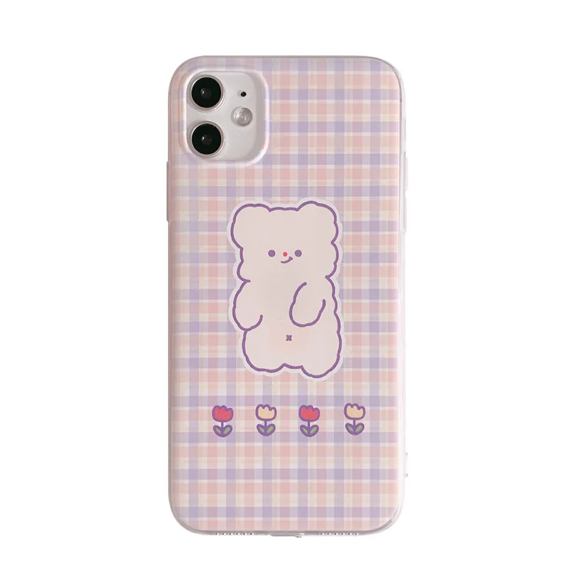 Retro Úsmev medveď stožiare, Kvet Telefón puzdro pre iPhone 12 11 Pro Max XR X XS Max 7 8 Plus 12 mini 7Plus prípade Roztomilý Silikónové krytie 1