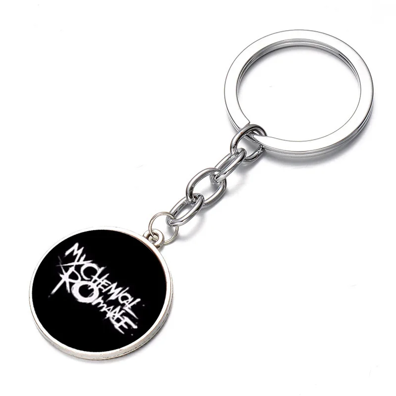 SIAN My Chemical Romance Keychain Módne Kapela Logo Tlačené Sklenené Cabochon Krúžok Kľúča Držiteľa Bronz Striebro Pozlátené Vysokej Kvality 1