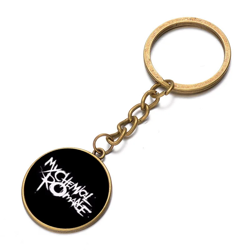 SIAN My Chemical Romance Keychain Módne Kapela Logo Tlačené Sklenené Cabochon Krúžok Kľúča Držiteľa Bronz Striebro Pozlátené Vysokej Kvality 2