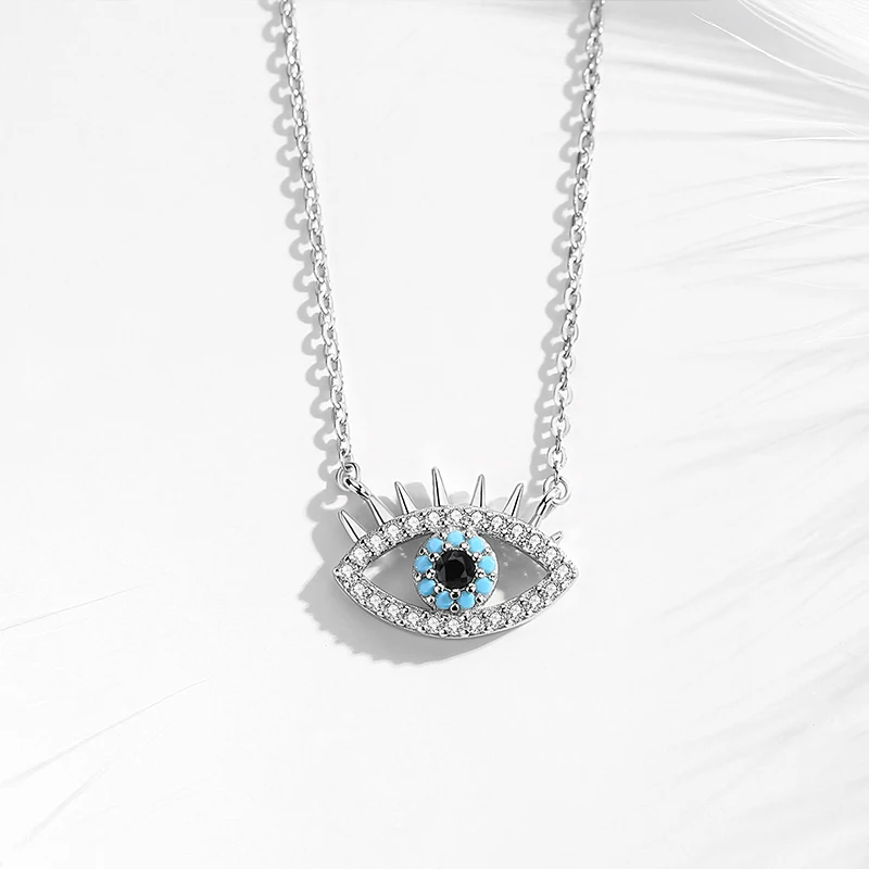 TONGZHE Zlé Oko ženy Náhrdelník 925 Sterling Silver Blue Eye Clavicle Reťazca Náhrdelník Príslušenstvo Šperky, Darček Pre Dievča 5