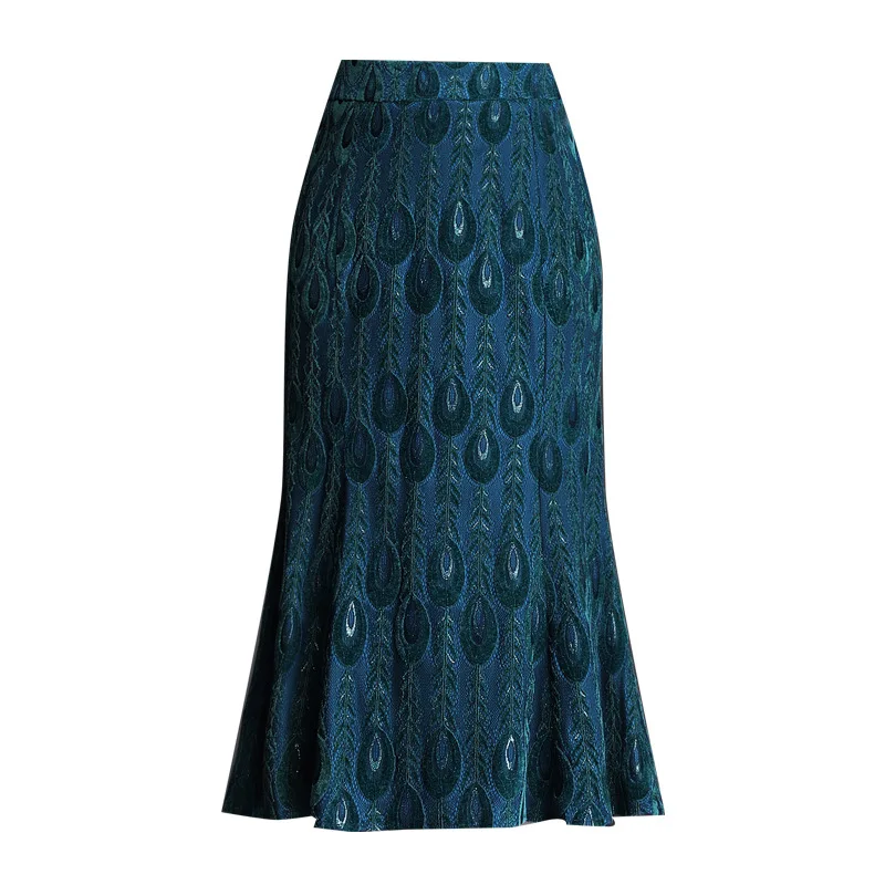 V polovici dĺžky Elegantné Fishtail Sukne Ženy Jeseň 2021 Vysoký Pás Jednoduchý Slim Módne Elastické Pás Trúby Sukne Plus Veľkosť 1