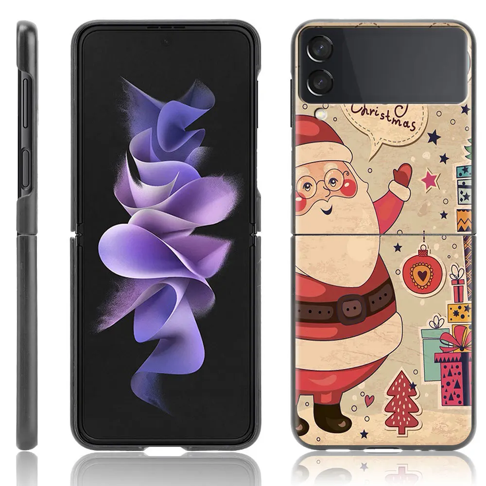 Vianoce, NOVÝ Rok obal Pre Samsung Galaxy Z Flip 3 5G Luxusné Matný Čierny Tvrdý Mobilný Telefón Kryt ZFlip3 Shockproof Fundas Shell 0