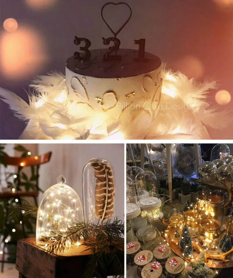 Vianočné LED Reťazec Svetlá Medený Drôt Ľahké batériové Hviezdna Rozprávkových Svetiel Pre Domáce Svadobné Holiday Party Dekorácie 5