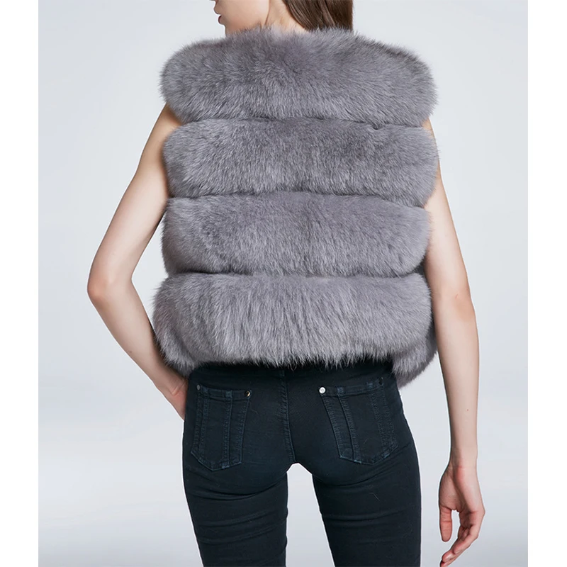 Vysoká Kvalita Kožušiny Vesta Kabát Luxusné Faux Fox Teplé Bundy Tuhé Zimné Módne Kožušiny Ženy Vesty Coats Plášť Bez Rukávov Vrchné Oblečenie 1