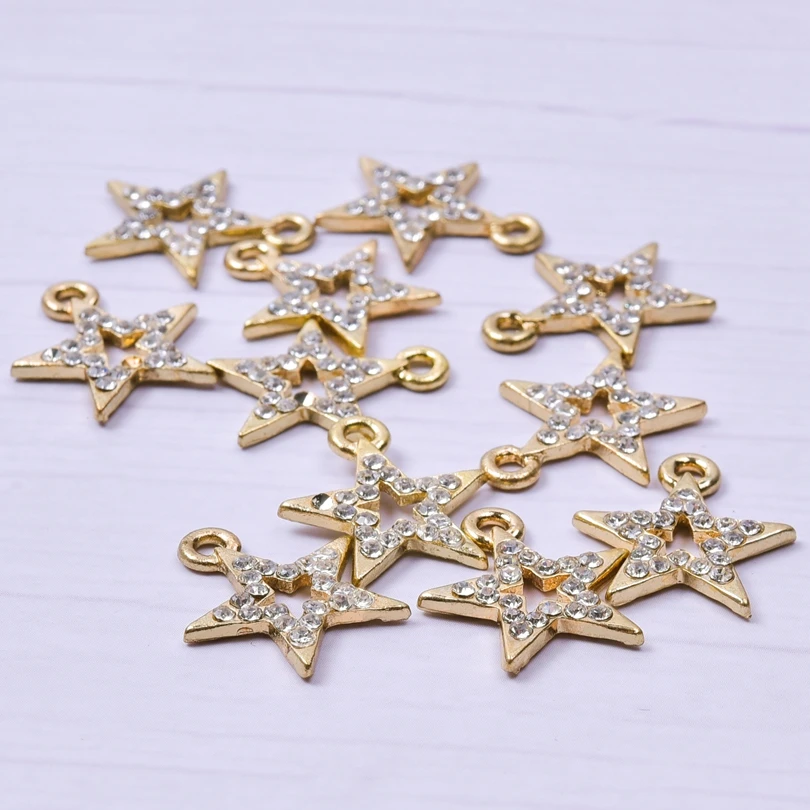Zlato Strieborná Farba Pentagram zobrazili kľúčové tlačidlá Pre Šperky Uskutočňovanie Dodávok Star Drahokamu Prívesok, Ručne vyrábané Náhrdelník Ponožky 10pcs Materiálov 0