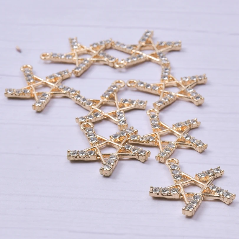 Zlato Strieborná Farba Pentagram zobrazili kľúčové tlačidlá Pre Šperky Uskutočňovanie Dodávok Star Drahokamu Prívesok, Ručne vyrábané Náhrdelník Ponožky 10pcs Materiálov 1