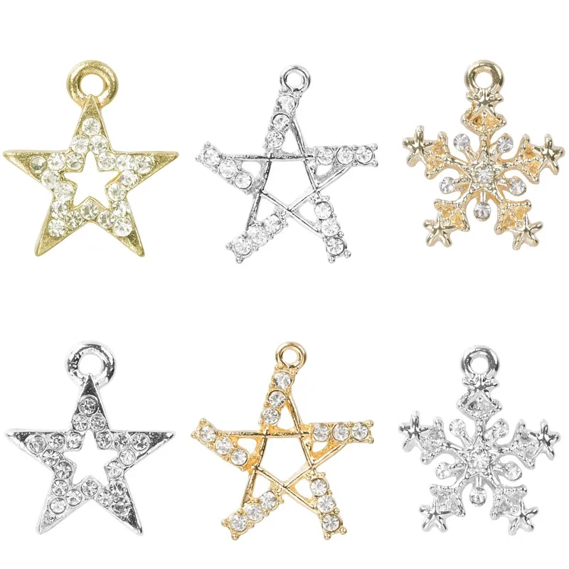 Zlato Strieborná Farba Pentagram zobrazili kľúčové tlačidlá Pre Šperky Uskutočňovanie Dodávok Star Drahokamu Prívesok, Ručne vyrábané Náhrdelník Ponožky 10pcs Materiálov 2