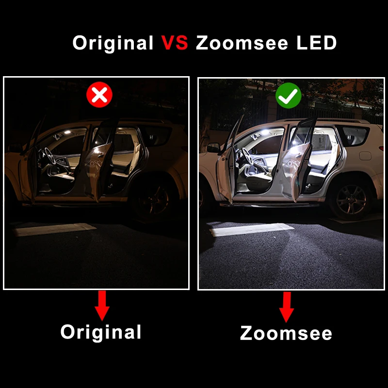Zoomsee 10Pcs Interiérové LED Pre Toyota Yaris Hybrid 2011-2018 Canbus Vozidla, Žiarovka, Vnútorné Dome Mapa Čítanie Kufor Ľahké Auto Kit 4