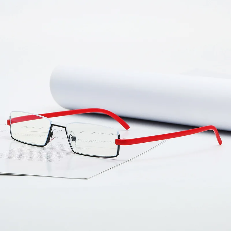 ZUEE Okuliare na Čítanie TR90 Nehrdzavejúcej Ocele Pol Rám Anti-Reflexná Unisex Ženy Muži Optického Zrkadla Presbyopia Okuliare Veci 1
