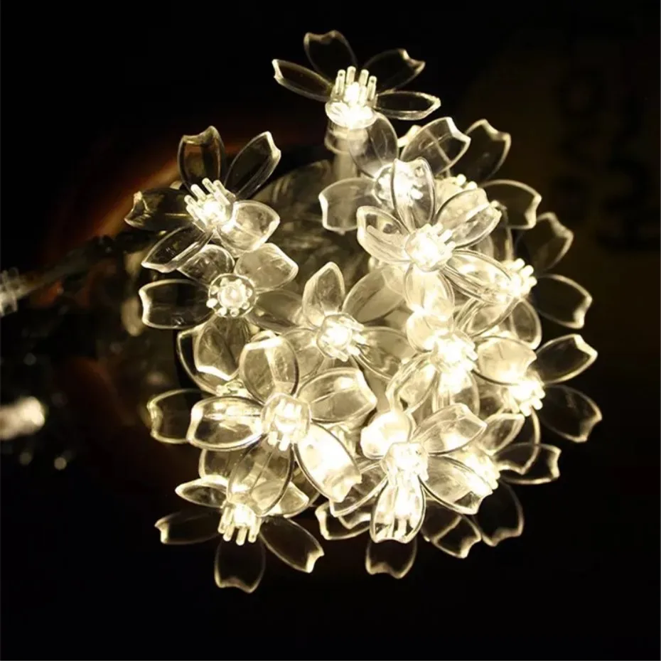 Čerešňový Kvet Kvet Garland Batérie Powered LED Reťazec Rozprávkových Svetiel Crystal Kvety Pre Vnútorné Svadobné, Vianočné Dekoroch Fialová 0