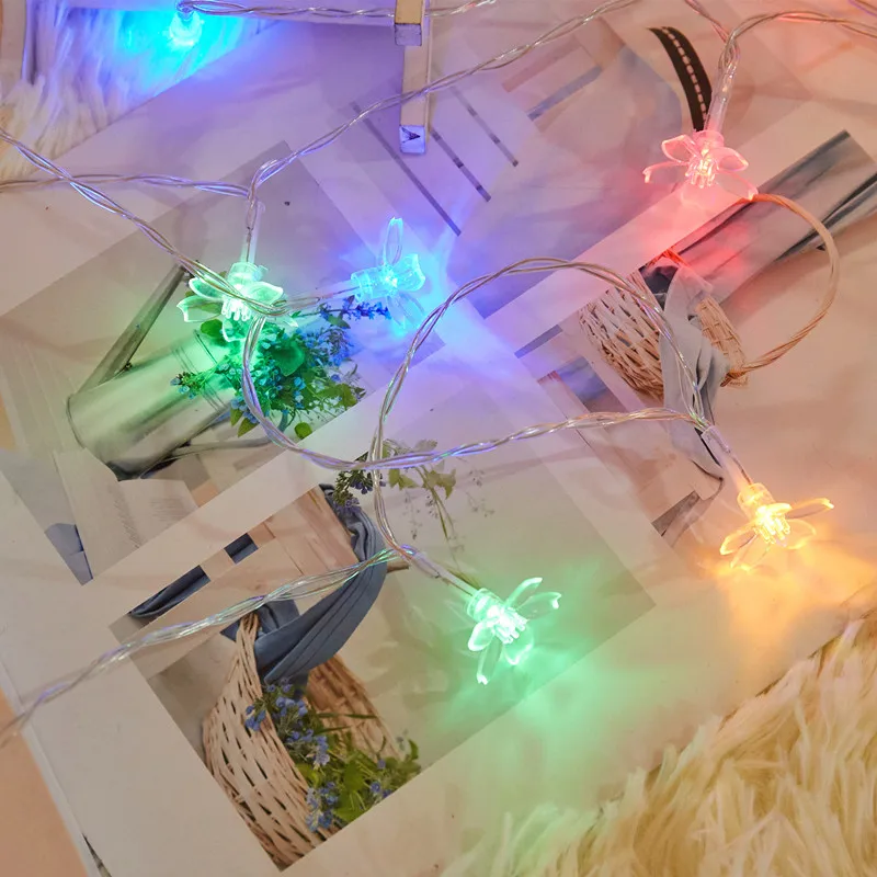 Čerešňový Kvet Kvet Garland Batérie Powered LED Reťazec Rozprávkových Svetiel Crystal Kvety Pre Vnútorné Svadobné, Vianočné Dekoroch Fialová 3