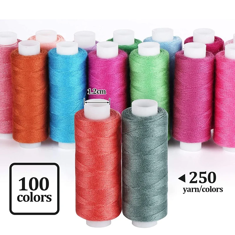 Šijacia Niť Nastaviť 100 Farba 250Yd Každá Cievka Polyesterové Vlákno Držiak pre Ručné alebo strojové Šitie 2
